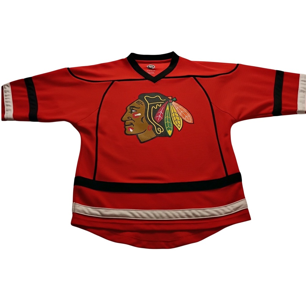 NHL Hockey Jersey Boy's Chicago Blackhawks Logo Red XL 14/16 Fan Gear NWOT